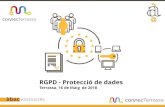 RGPD - Protecció de dades€¦ · seguretat adequat en funció del risc existent (prèvia anàlisi del risc) i tenint en compte: •La naturalesa, àmbit, context i finalitat de