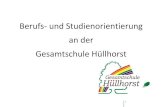 Berufs- und Studienorientierung an der Gesamtschule Hüllhorst€¦ · viele mittelständische Betriebe und Kleinbetriebe Abschlüsse Sek I Schuljahr 2016/17: 102 Fachoberschulreife