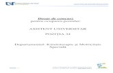 POZIŢIA 34 - Posturi Didactice – Posturi Didactice UVTresurseumane.uvt.ro/.../07/Asistent-34-Kinetoterapie.pdfDepartamentul: Kinetoterapie și Motricitate Specială Funcţii didactice