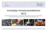 Vorläufige Verkehrsunfallbilanz 2012 - Brandenburg · 2016. 3. 24. · Bundeszahlen 2012: Unfallprognose Destatis vom 13.12.2012. Ministerium des Innern Hauptunfallursache Geschwindigkeit