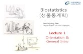 Biostatistics - KOCWcontents.kocw.net/KOCW/document/2014/gacheon/leedoohyung/... · 2016. 9. 9. · Biostatistics (생물통계학) Lecture 1 . Orientation & General Intro. Doo-Hyung
