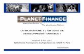 LA MICROFINANCE : UN OUTIL DE DEVELOPPEMENT ......2 2 Sommaire I.Microfinance, un outil de développement durable ? II.Microfinance, bilan et perspectives, III. Stratégies et enjeux