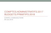 COMPTES ADMINISTRATIFS 2017 BUDGETS PRIMITIFS 2018cdn1_2.reseaudesvilles.fr/cities/18/documents/7k3fm3zr8...COMPTES ADMINISTRATIFS 2017 BUDGET PRINCIPAL CONSEIL COMMUNAUTAIRE 29 mars