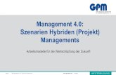 Management 4.0: SzenarienHybriden(Projekt) Managements · Regeln, Prozessen und Rollen …ist selbstorganisiert und transparent …erzeugtSelbstorganisation(Synergetik) n …sind