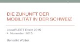 Die Zukunft der Mobilität in der Schweiz · DIE ZUKUNFT DER MOBILITÄT IN DER SCHWEIZ aboutFLEET Event 2015 4. November 2015 ... schlechtes Zeichen für die Wirtschaft.“ „In