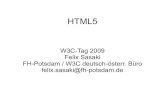 W3C-Tag 2009 Felix Sasaki FH-Potsdam / W3C deutsch-österr ... · XHTML 1.0 (2000) XHTML 2.0 XHTML 2.0 CURIE XFrames HLink XHTML+MathML+SVG Profile XHTML Modularization 1.0 Second