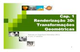 Cap. 1 Renderização 3D: Transformações Geométricas−Composição de transformações geométricas 2D e 3D. −Transformações afins em OpenGL. −Operações com matrizes em