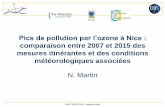 comparaison entre 2007 et 2015 des mesures itinérantes et ......UMR 7300 ESPACE –équipe de Nice Pics de pollution par l’ozone à Nice : comparaison entre 2007 et 2015 des mesures