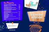 Les Desserts - Defiplanet€¦ · Les Desserts PROFITEROLES GLACÉES ET CHOCOLAT CHAUD 6,90€ CRÈME BRULÉE DU MOMENT ET BROYÉ DU POITOU (produits locaux) 5,90€ CRUMBLE FRUITS