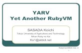 YARV Yet Another RubyVM...3 Ko1 に聞け YARV Yet Another RubyVM ささだ こういち 東京農工大学大学院 日本Rubyの会 Ko1@atdot.net RubyConf2004 Oct. 2 4 Caution! I