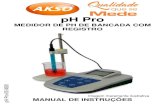 pH Pro - loja.akso.com.brFaixa de medição Resolução Exatidão pH 0.00 a 14.00 pH 0.1 / 0.01 pH ±0.02pH Temperatura 0 a 100 °C 0.1°C ±1°C ORP - 1999 a 1999 mV 1mV ± (0.1%FS