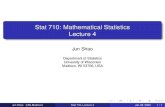 Stat 710: Mathematical Statistics Lecture 4pages.stat.wisc.edu/~shao/stat710/s710-04.pdf · Bayes rules are typically admissible: If T is better than a Bayes rule δ, then T has the