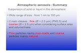 Atmospheric aerosols :Summary - University College Cork · Atmospheric aerosols :Chemical composition Inorganic species • Primary: Metals, insoluble minerals, ammonium • Secondary: