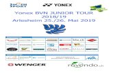 Yonex BVN JUNIOR TOUR 2018/19 Arlesheim 25./26. Mai 2019 T€¦ · TV Arlesheim Badminton Tour-Sponsor . 4 . 5 Yonex BVN Junior Tour 2018/19 Arlesheim, 25./26. Mai 2019 VORWORT Liebe
