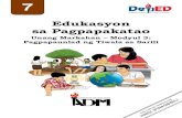 Edukasyon sa Pagpapakatao · Para sa mag-aaral: Malugod na pagtanggap sa Araling Panlipunan-Baitang Pito ng Alternative Delivery Mode (ADM) Modyul na pinamagatang Pagpapaunlad ng