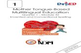 Mother Tongue-Based Multilingual Education · 2020. 8. 20. · Kumusta, malipayong paggamit niining MTB-MLE - Una nga Grado Alternative Delivery Mode (ADM) Module para sa araling