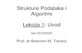 Strukture Podataka i Algoritmi Lekcija 1: Uvodmegatrend.edu.rs/student/wp-content/uploads/2020/... · Strukture podataka • Strukture podataka –sledeća forma podataka koja omogućuje