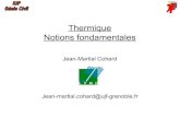 Thermique Notions fondamentales · 1- Régime permanent 2- Régime transitoire 3- Analogie avec l’électricité IV-CONVECTION THERMIQUE 1- Introduction 2- Convection naturelle 3-