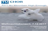 Ain‘t No Mountain High Enough...Weihnachtskonzert: 7.12.2017 Ain‘t No Mountain High Enough Weihnachtskonzert mit CD-Präsentation Do, 7. Dezember 2017, 19:30 Informatikhörsaal