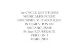 1er CYCLE DES ETUDES MEDICALES-PCEM2 BIOCHIMIE …pharmainternat.free.fr/file/9-15 integration metabolisme.pdf · 2007. 7. 1. · 1er cycle des etudes medicales-pcem2 biochimie metabolique