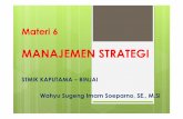 Materi 6 MANAJEMEN STRATEGI€¦ · Menurut Robbins dan Coulter, manajemen strategi terdiri dari 6 proses yang memandu perencanaan, implementasi dan evaluasi strategi. Identifikasi