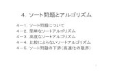 4．ソート問題とアルゴリズム - akita-pu.ac.jp...ソートの問題例 （問題インスタンス） データ kalcds データ 5，3，8，1，6，21，11 k,a,l,c,d,s