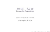 MC-102 Aula 09 Comandos Repetitivos · 2015. 8. 25. · MC-102 | Aula 09 Comandos Repetitivos Instituto de Computa˘c~ao { Unicamp 25 de Agosto de 2015. Roteiro 1 La˘cos Encaixados