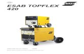 ES ESAB TOPFLEX 420...ESAB Topflex 420 permite soldar con alambres sólidos de acero carbono, de acero inoxidable, de aleaciones de aluminio y con alambres tubulares. El equipo posee