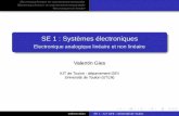 SE 1 : Systèmes électroniques · Les composants élémentaires de l’électronique Ampliﬁcateur opérationnel en régime linéaire 2 Electronique linéaire en représentation