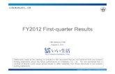 FY2012 FirstFY2012 First-quarter Resultsquarter ResultsFY2010 FY2011 SG&A FY2008 FY2009 FY2012 Unit: Million yen Unit: % FY2008 FY2009 FY2010 FY2011 FY2012 ＊Figures from FY2008 to