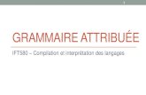 GRAMMAIRE ATTRIBUÉE - Université de Sherbrookeinfo.usherbrooke.ca/vducharme/ift580/notes/04-Grammaire...Grammaire attribuée •Une grammaire attribuée est une grammaire hors contexte