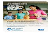 LOS ANTIBIÓTICOS NO SON HERRAMIENTA CORRECTA ......LOS ANTIBIÓTICOS NO SON LA HERRAMIENTA CORRECTA PARA TRATAR UN VIRUS. Asegúrese de usar la que corresponda. Los antibióticos
