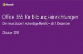 Office 365 für Bildungseinrichtungensicherheitmachtschule.blob.core.windows.net/mediabase/... · 2014. 5. 16. · • VL Verträge: EES/FWU ... • Institutionen müssen Office 365