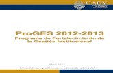 ProGES 2012-2013 › data › pifi2012 › ProGES 2012-2013.pdf3. Formulación y construcción de los proyectos de fortalecimiento de la gestión universitaria. Se articularon cinco