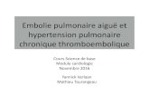 Embolie pulmonaire aiguë et hypertension pulmonaire ......Embolie pulmonaire thromboembolique: • Facteurs de risque • Pathophysiologie • Présentation clinique • Diagnostic