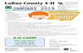 Larue County - NEWSLETTERlarue.ca.uky.edu/files/jan_19_4-h_news_0.pdf · 2019. 2. 8. · LaRue County Extension Service P.O. Box 210, Hodgenville, KY 42748-0210 or Drop your application