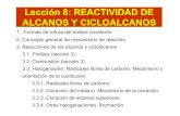 Lección 8: REACTIVIDAD DE ALCANOS Y CICLOALCANOS · 2007. 4. 10. · Lección 8: REACTIVIDAD DE ALCANOS Y CICLOALCANOS. R C G G R C R' + 2G R' Doble rotura homolítica: Formación