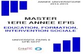 MASTER 1ERE ANNEE EFIS - Experice · 1ERE ANNEE EFIS EDUCATION, FORMATION, INTERVENTION SOCIALE -2 SOMMAIRE PRESENTATION DU MASTER EFIS page(s) Présentation du master EFIS Organisation