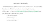 LIAISON CHIMIQUE - FPLLIAISON CHIMIQUE Les différents types de liaisons possibles sont fonction des propriétés Atomiques: affinité électronique, électronégativité, etc…..