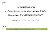 INFORMATION « Conditionnalité des aides PAC» Domaine … · 2018. 10. 24. · Réalisation du contrôle : Contrôle réalisé sur document l’exploitant doit présenter au contrôleur