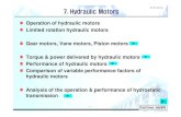 7. Hydraulic Motors · 2018. 1. 30. · Hydraulic Motors Operation of hydraulic motors Limited rotation hydraulic motors Gear motors,,, Vane motors, Piston motors Torque & power delivered
