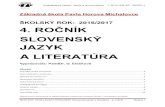 ŠKOLSKÝ ROK: 2016/2017 4. RONÍK SLOVENSKÝ · Vzdelávacia oblasť: Jazyk a komunikácia 1. STUPEŇ ZŠ - ISCED 1 ŠKOLSKÝ VZDELÁVACÍ PROGRAM: Slovenský jazyk a literatúra