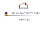 BILAN D’ACTIVITE 2014 MDPH 35 · 2015. 6. 26. · 01/01/2014 Effectif au 01/01/2015 (ETP) (ETP) (ETP) (ETP) (ETP) (ETP) Direction Départementale de la Cohésion Sociale et de la