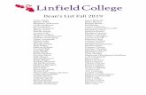 Dean’s List Fall 2019 - Linfield University