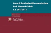 Corso di Sociologia della comunicazione Prof. Giovanni ...
