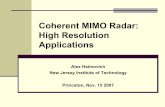 Coherent MIMO Radar: High Resolution Applications