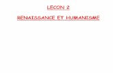 LECON 2 RENAISSANCE ET HUMANISME