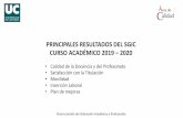 PRINCIPALES RESULTADOS DEL SGIC CURSO ACADÉMICO 2019 …