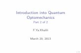 Introduction into Quantum Optomechanics