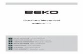 70cm Glass Chimney Hood - Beko